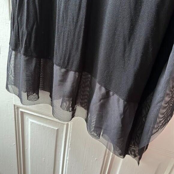 BCBG Maxazria Tunic Womens Medium Black Knit Mesh Trim Drape Whimsigoth Witchy - Picture 7 of 9